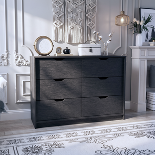 Sunvega Black Double Dresser with 4 Drawers and 2 Pull Down Cabinets