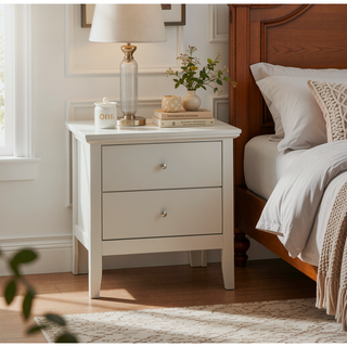 Sunvega Elegant Silver Champagne Nightstand with Two Drawers for Bedroom Storage