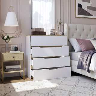 Sunvega Superior Top Four Drawer Dresser in Black and Light Oak Finish