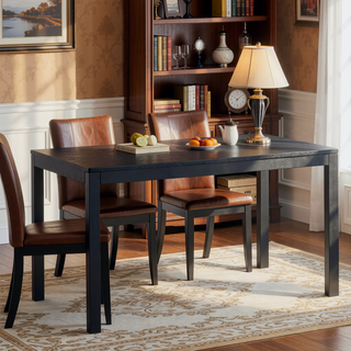 Sunvega Modern Contemporary Black Finish Rectangular Wooden Dining Table