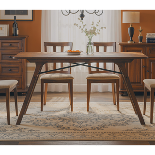 Sunvega Walnut Finish Rectangular Wooden Tabletop Casual Dining Furniture