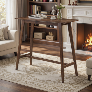 Sunvega Mid-Century Modern Walnut Rectangular Bar Table for Cozy Gatherings