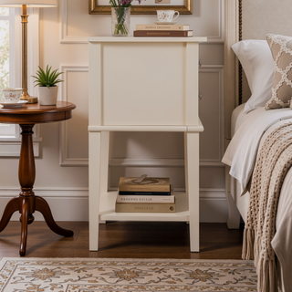Sunvega Elegant Contemporary Nightstand with Open Shelf for Compact Storage
