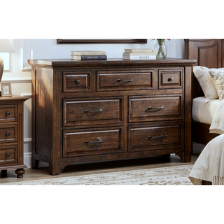 Sunvega Burnt Umber Traditional 7-Drawer Dresser with Easy Assembly and Care