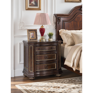 Sunvega Cherry Nightstand with Carved Bun Feet and Velvet Lined Drawer