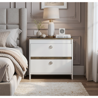 Sunvega Modern Nightstand with Drawer and Shelf for Bedroom or Living Room