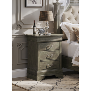 Sunvega Compact Traditional Gray Nightstand with Generous Drawer Space