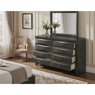 Sunvega Contemporary 2 Drawer Nightstand End Table with Jewelry Tray in Brown Finish