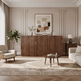 Sunvega Mid-Century Modern Natural Walnut Dining Table with Tapered Legs