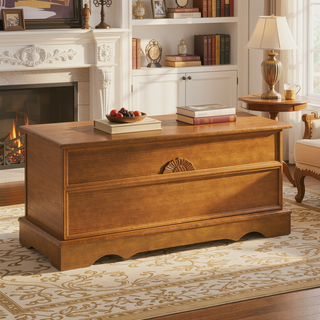 Sunvega Honey Cedar Wood Storage Chest with Locking Lid for Home Organization
