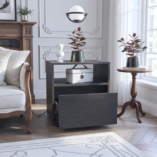 Sunvega One Drawer Nightstand in Black Wengue Finish for Small Spaces