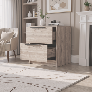 Sunvega Modern 18 Inch High Nightstand with Two Large Storage Drawers