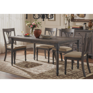 Sunvega Rectangular Weathered Grey Dining Table with Turned Legs and Fixed Top