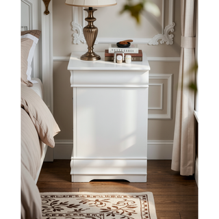 Sunvega Modern White Nightstand with Two Spacious Drawers and Brushed Nickel Handles