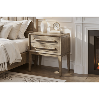 Sunvega Small Nightstand with Two Storage Drawers in Warm Latte Finish