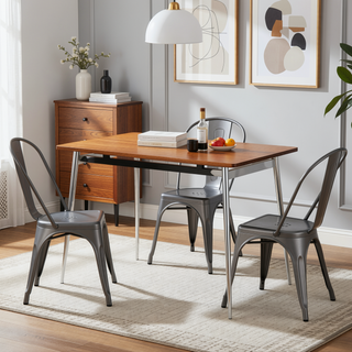 Sunvega Marcel Contemporary Counter Table with Chrome Metal Legs and Black Wood Top