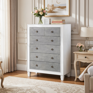 Sunvega Transitional Rustic Gray and Weathered White Finish Chest with Felt Lining
