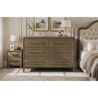Sunvega Latte Elm Veneer Six Drawer Dresser with Cedar Lined Bottom