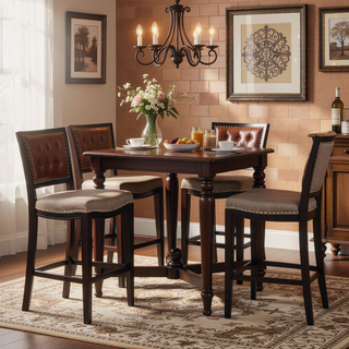 Sunvega Foldable Acacia Wood Wicker Counter Stools for Outdoor Bar