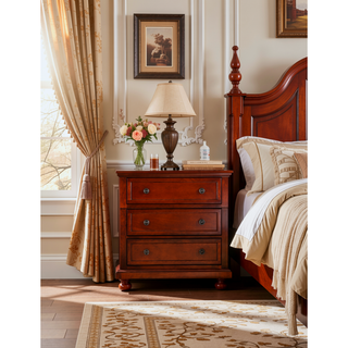 Sunvega Gray Modern Nightstand with Full Extension Drawers and Felt-Lined Top