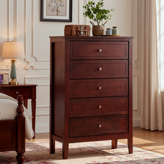 Sunvega Fully Assembled 6 Drawer Dresser with French Dovetail Wood Veneer Finish