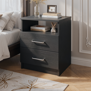 Sunvega Oklahoma Nightstand with Two Drawers and One Open Shelf