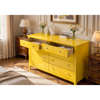 Sunvega Bright Yellow Storage Dresser With Ample Space For Modern Interiors