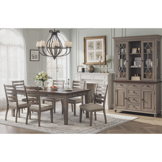 Sunvega Casual Rustic Two-Tone Finish Dining Table with Six Storage Drawers