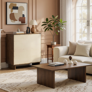 Sunvega Compact Four-Drawer Chest with Felt-Lined Drawer and Mitered Trim