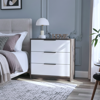 Sunvega Smokey Oak and White 3-Drawer Dresser for Organized Storage