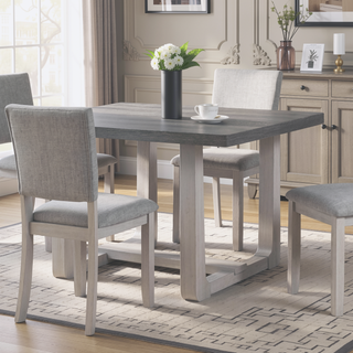 Sunvega Transitional Natural Tone Rubberwood Dining Table with Trestle Base