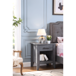 Sunvega Modern Gray Bedside Table With Storage And Sleek Lines