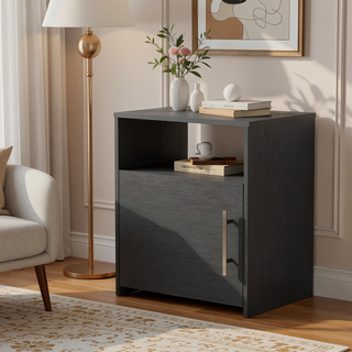 Sunvega Bristol Nightstand with One Cabinet and a Top Surface Shelf