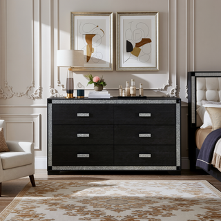 Sunvega White Nightstand with Integrated Speaker Cooler Insert and Glitter Detailing