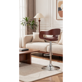 Sunvega Modern Rotatable Adjustable Bar Stool with Padded Seat and Backrest
