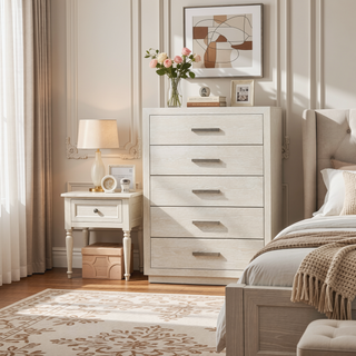 Sunvega Transitional Light Gray Chest with Metal Side Glides and English Dovetail Drawers