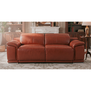 Sunvega Top Grain Italian Leather Power Reclining Sofa with USB Charger