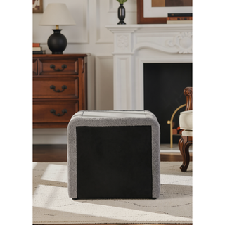 Sunvega White Teddy Sherpa Nightstand With Chrome Crystal Knob And Glass Top