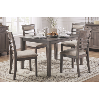Sunvega Gray Finish 5pc Dining Set with 4 Fabric Upholstered Chairs