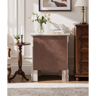Sunvega Sophisticated Silver Champagne Transitional Nightstand with Two Drawers for Storage