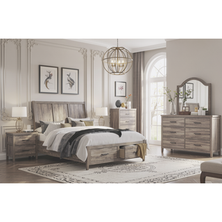 Sunvega Weathered Gray Finish Melamine Laminate 7 Drawer Bedroom Dresser