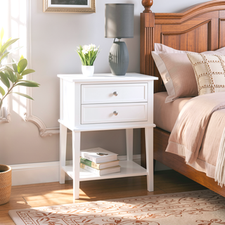 Sunvega Elegant Contemporary Nightstand with Open Shelf for Compact Storage