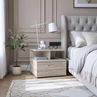 Sunvega Blue Floating Nightstand With Drawer And Shelves For Storage And Decor