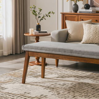 Sunvega Warren Bench in Ash Grey Upholstered Polyester Blend Fabric