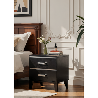 Sunvega Modern Nightstand with Two Spacious Drawers and Wooden Tapered Legs