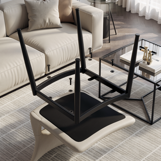 Sunvega Modern Minimalist White PU Leather Dining Chairs Set of 2 with Metal Legs
