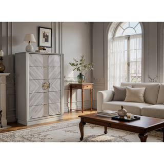 Sunvega Beige Eternity Traditional Style 5-Drawer Chest with Gold Accents