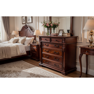 Sunvega Cherry Wood Night Stand with Two Smooth Ball Bearing Drawers