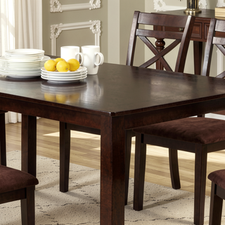 Sunvega Transitional Espresso Finish 7pc Dining Table Set with Cross Back Chairs