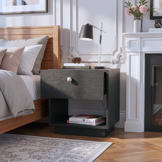 Sunvega White 1-Drawer Nightstand with Large Storage Shelf and Smooth Glide
